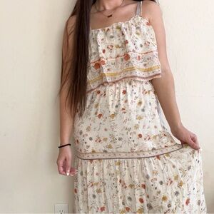 Joie Vernita Silk Maxi Dress - White Floral Pattern